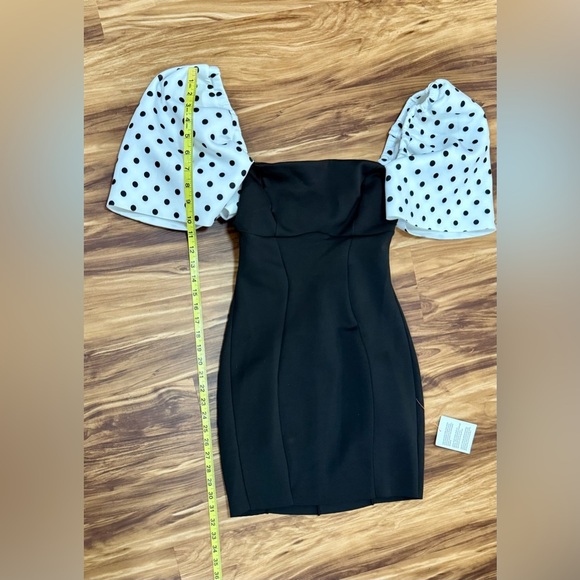 ASOS Black Dress with Polka Dot Puff Sleeves - Picture 5 of 6